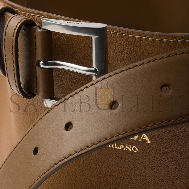 PRADA BUCKLE LEATHER BUCKET BAG WITH BELT 1BE085 (29*26.5*18cm) PRADA BUCKLE LEATHER BUCKET BAG WITH BELT 1BE085 (29*26.5*18cm)